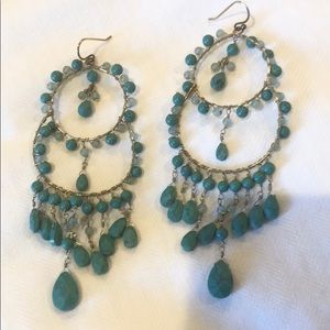 Stella and Dot turquoise multi tiered earrings